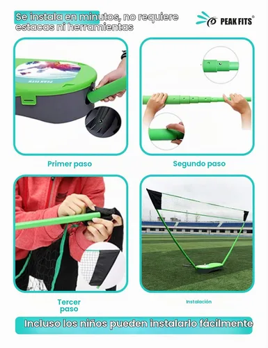 Vista 7 de Portable Badminton Net Set,Folding Volleyball Badminton Net,4 Professional Graphite Badminton Racket,8 Racket Grip Tape,4 Shuttlecocks,Family