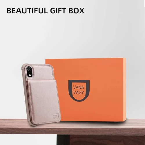 Vista 6 de VANAVAGY Funda tipo cartera para iPhone XR de 6,1 pulgadas, color rosa