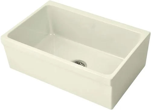 Vista 2 de Whitehaus Collection WHQ5530-BISCUIT Glencove Kitchen, Arcilla refractaria, fregadero delantero delantal, grande, galleta