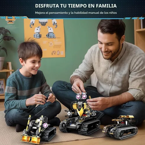 Vista 5 de Kit de construcción de robot con control remoto, regalos STEM para niños de 8 a 12 años, kit de robot científico, robótica, juguete técnico para Gris
