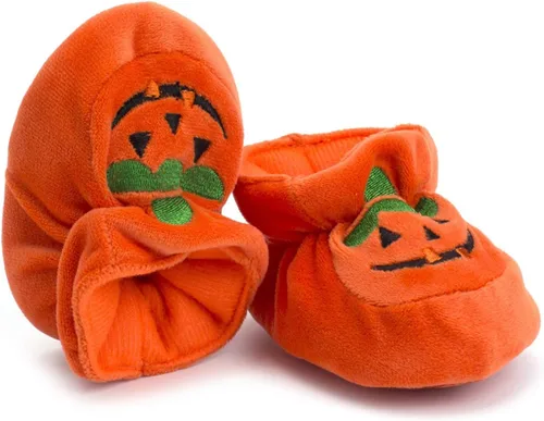 Vista 3 de Luckinbaby Botines de calabaza de Halloween para recién nacidos, para bebés, niños y niñas, unisex, con suela suave, para cuna