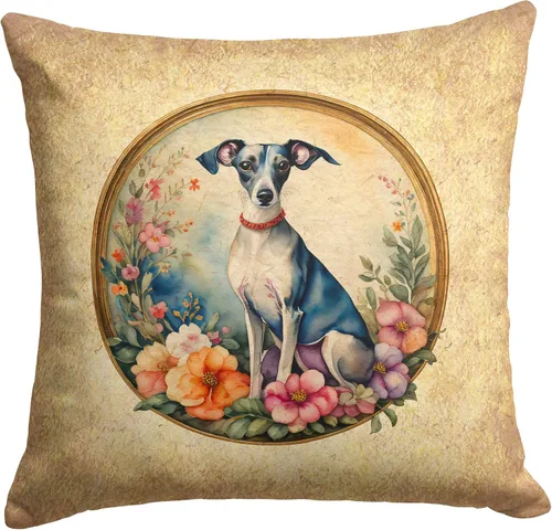 Vista 108 de Caroline's Treasures DAC2072PW1414 Affenpinscher and Flowers - Almohada decorativa de tela, lavable a máquina, para interiores y exteriores