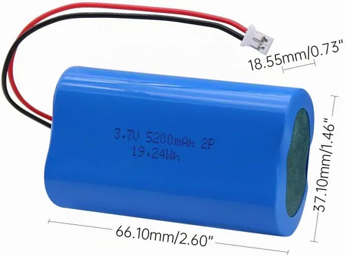 Vista 6 de Paquete de baterías recargables de iones de litio de 3.7V 5200mAh-19.24Wh con conector PH2.0mm de 3.7 voltios para altavoces Bluetooth, electrónica