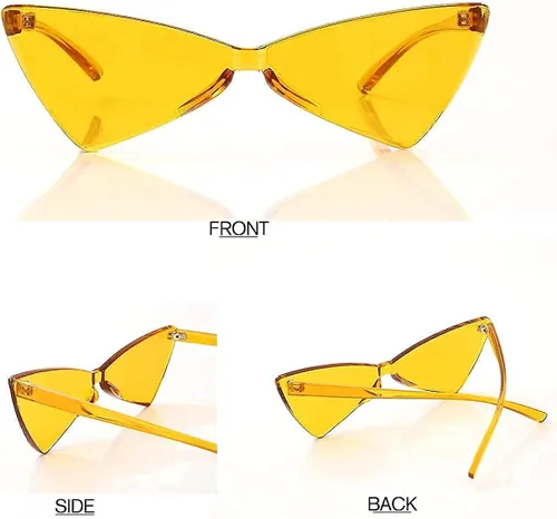 Vista 5 de OLINOWL Gafas de sol sin montura triangular una pieza gafas de sol transparentes de color para mujeres y hombres