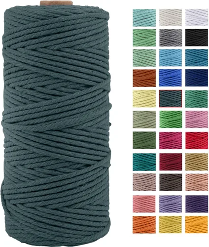 Vista 33 de Cordón de macramé de algodón natural grueso de 3mm x 109 yardas, cuerda de algodón trenzado de 4 hebras para macramé suave de color natural hecho a
