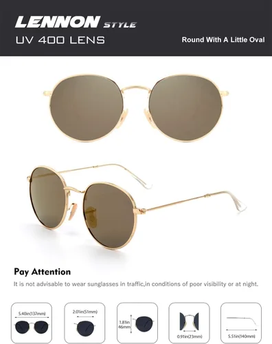 Vista 86 de CGID Gafas de sol unisex polarizadas redondas E01 Lennon