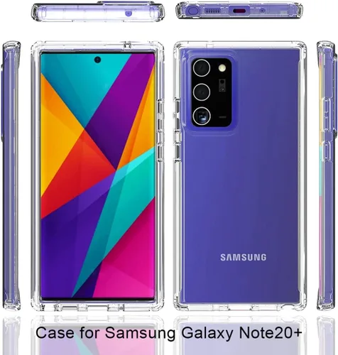 Vista 5 de Funda para Galaxy Note 20 Ultra 5G SM-N986U con protector de pantalla de vidrio templado, carcasa protectora de cuerpo completo transparente