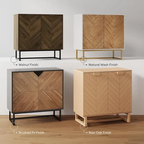 Vista 13 de Nathan James Enloe Aparador Buffet Moderno Gabinete de Almacenamiento de Acento Negro con Puertas en Acabado de Madera de Pino Rústico y Base