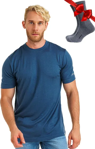 Vista 18 de Camiseta 100% de lana merino para hombre - Camiseta interior de capa base Tinta negra