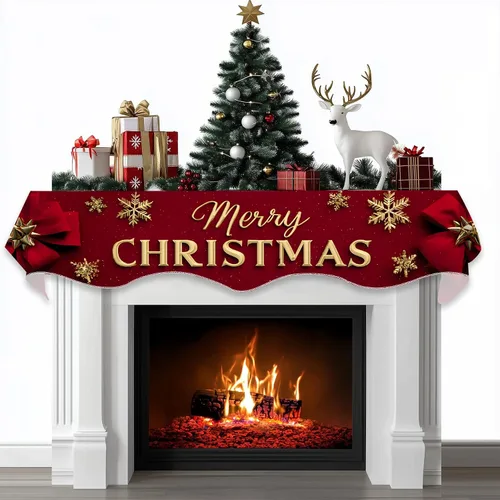 Vista 29 de BVBOX Bufanda Decorativa para Repisa de Chimenea Navideña, Cubierta Corredor para Repisa de Chimenea de Navidad e Invierno