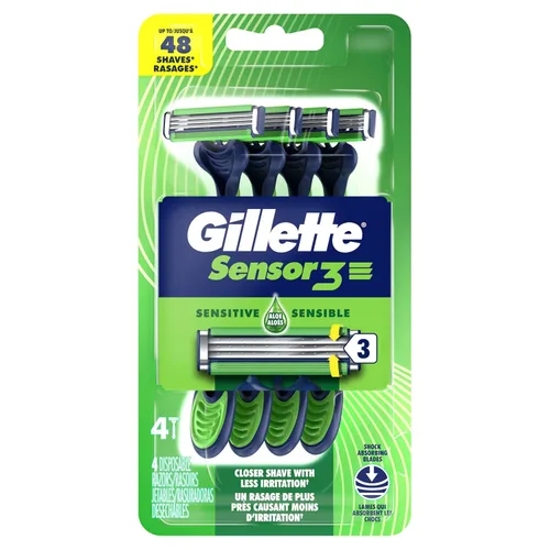 Vista 10 de Gillette Sensor3 Sensitive - Maquinilla de afeitar desechable para hombre, 4 maquinillas de afeitar