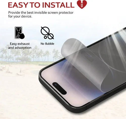 Vista 4 de iCarez Protector de pantalla mate antideslumbrante HD para iPhone 15 Plus de 6.7 pulgadas (paquete de 3) (compatible con fundas) de alta calidad