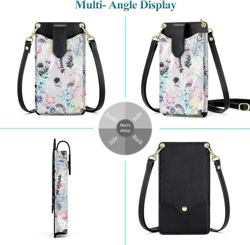 Vista 2 de Peacocktion - Bolso pequeño para teléfono celular, para mujeres, minibolso de hombro ligero para cruzarse por el cuello, con ranuras para tarjetas