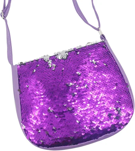 Vista 2 de Orityle Bolso cruzado para niños y niñas, con purpurina y lentejuelas, lindo bolso de hombro con cremallera