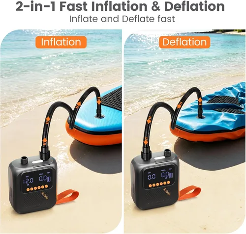 Vista 13 de Portable Rechargeable Electric SUP Paddle Board Pump, Intelligent Dual Stage Inflation&Deflation, Up to 20PSI and Auto-Off for Stand UP Paddle