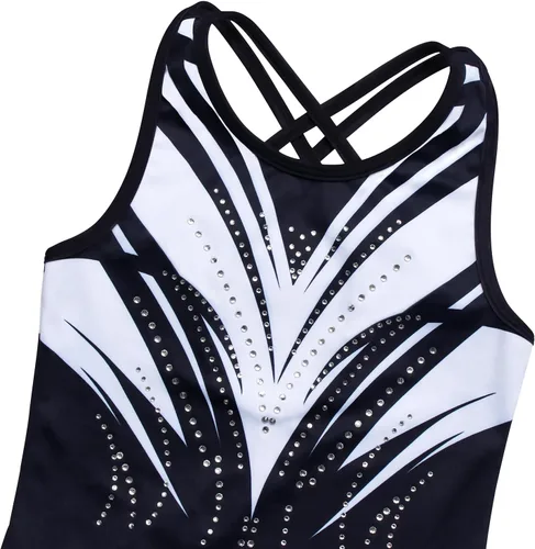 Vista 101 de MODAFANS Leotardos de gimnasia para niñas brillantes para bailar ballet, pantalones cortos con espalda cruzada