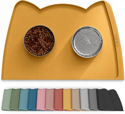 Vista 7 de OHMO - Tapete de silicona para comida para gatos, tapete de alimentación de mascotas para el piso, antideslizante e impermeable, bandeja para agua