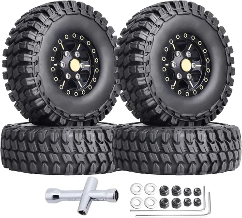 Vista 11 de HobbyPark Ruedas y neumáticos Beadlock de latón 1.0 para Traxxas TRX4M Piezas de actualización Axial SCX24 1/24 RC Crawler Reemplazo (paquete de 4)