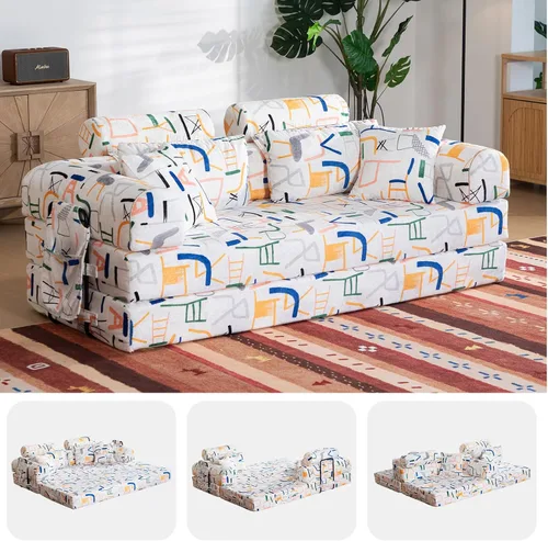 Vista 35 de Sofá cama de espuma viscoelástica de 79 pulgadas, futón convertible con reposacabezas alto, sofá sin hueso Negro