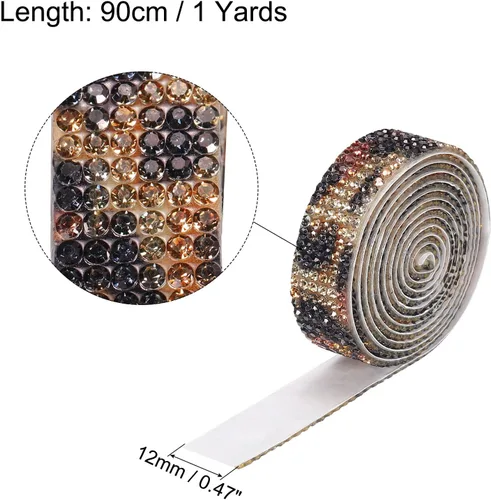 Vista 2 de MECCANIXITY 3 rollos de cinta de diamantes de imitación autoadhesiva de 3 yardas y 0.315 in para proyectos de artes y manualidades, pasteles de 4