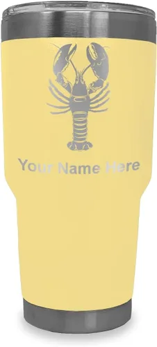 Vista 8 de LaserGram Vaso aislado al vacío de 20 onzas, langosta, grabado personalizado incluido (negro)
