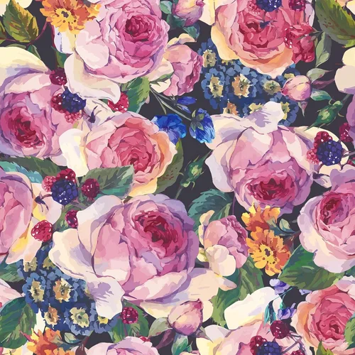 Vista 10 de VaryPaper Papel tapiz vintage floral oscuro de 17.7 x 78.7 pulgadas, diseño de peonía de acuarela, papel tapiz de flores para despegar y pegar