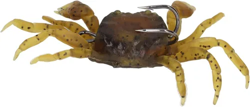 Vista 9 de 8 cebos artificiales de cangrejo, señuelo de cangrejo cranka con ganchos afilados, accesorio de aparejos de pesca, amarillo marrón