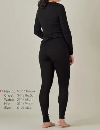 Vista 2 de LAPASA - Juego de ropa interior térmica para mujer, 100% lana de merino, capa base, ligera y mediana, de forro polar, camisa y pantalón, largo