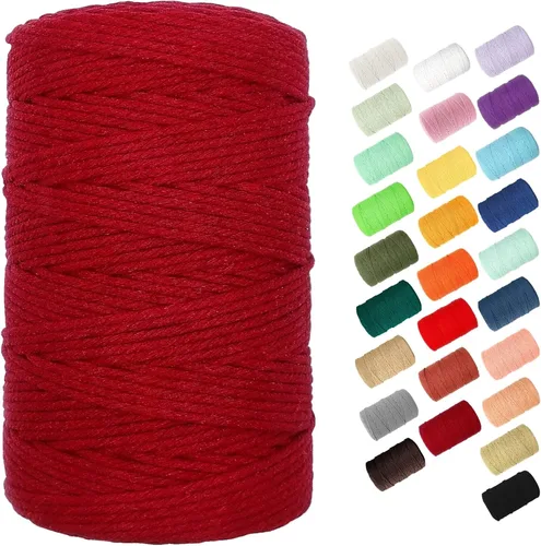 Vista 15 de Cuerda de macramé de 0.118 in para 220 yardas, cuerda de algodón de 68.8 pies, cuerda de macramé de color 100% natural para kit de macramé, ganchos