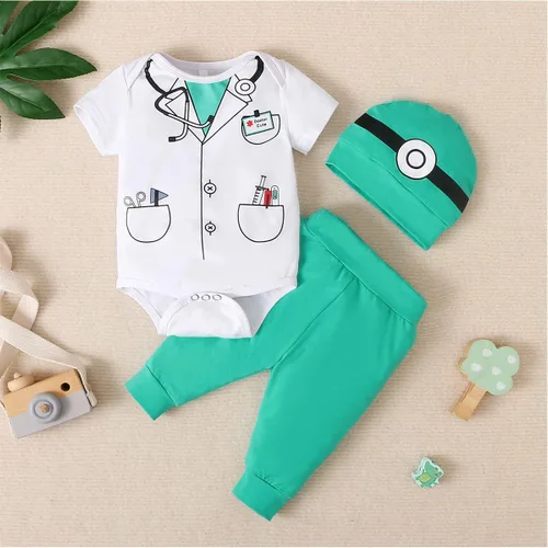 Vista 2 de Singcoco Disfraz de Haloween para bebé niño recién nacido, uniforme con sombrero