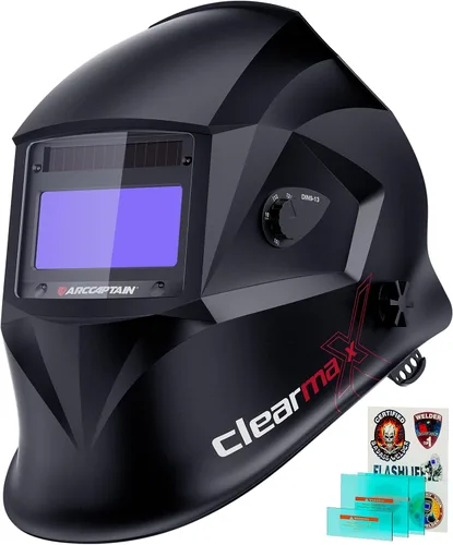Vista 12 de ARCCAPTAIN - Casco de soldadura de oscurecimiento automático, capucha de soldadura de color real 1/1/1/1, sensor de arco 4, tiempo de respuesta