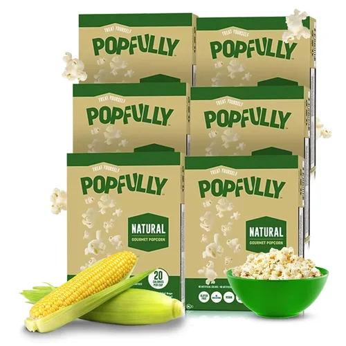 Vista 20 de POPFULLY Palomitas 94% libres de grasa totalmente explotadas, bolsas para compartir, sabor a mantequilla ligera, gran explosión, bolsas