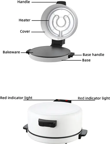 Vista 6 de Horno eléctrico para pizza, máquina de pizza de 12 pulgadas, para encimera, horno de pizza crujiente, pizza casera en 6 minutos. Ideal para fiestas