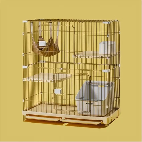 Vista 9 de Casa para gatos, jaula para gatos, espacio libre súper grande, casa de dos pisos, doble y tres pisos, casa para gatos