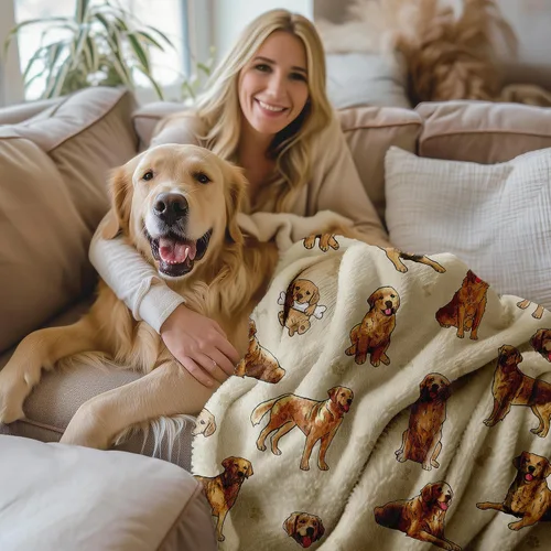 Vista 8 de Manta de Golden Retriever - Manta de franela suave y forro polar para perros para amantes de mascotas, mujeres, niños, niñas - 40" x 30