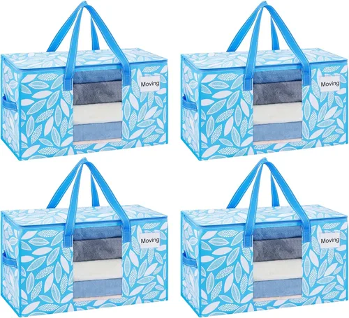 Vista 24 de VENO Paquete de 4 bolsas de mudanza resistentes, bolsas de almacenamiento de ropa y edredón con ventana transparente, suministros de embalaje