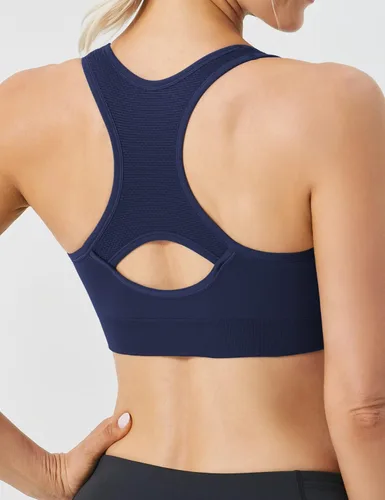 Vista 3 de FITTIN - Brasier deportivo con espalda cruzada para mujer, soporte acolchado de alto impacto sin costuras para yoga, gimnasio, entrenamiento y.