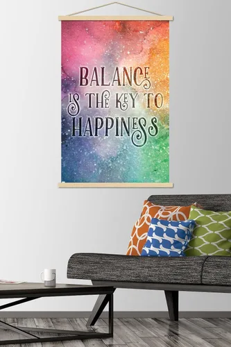 Vista 2 de Trends International Brigid Ashwood - Balance is the Key Wall Poster with Magnetic Frame Premium Print and White Hanger Bundle