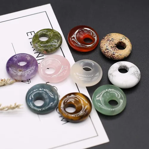 Vista 4 de Wholesale10PC amatista cuarzo rosa ágata piedra natural agujero grande colgante de cuentas para hacer joyas DIY collar accesorio regalo fiesta