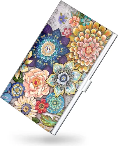 Vista 7 de Paquete de 2 soportes para tarjetas de visita, estuche para tarjetas de visita de color para hombres y mujeres, organizador ultradelgado de metal