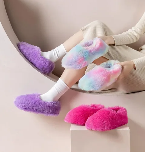Vista 5 de Onmygogo Pantuflas peludas de invierno para mujer