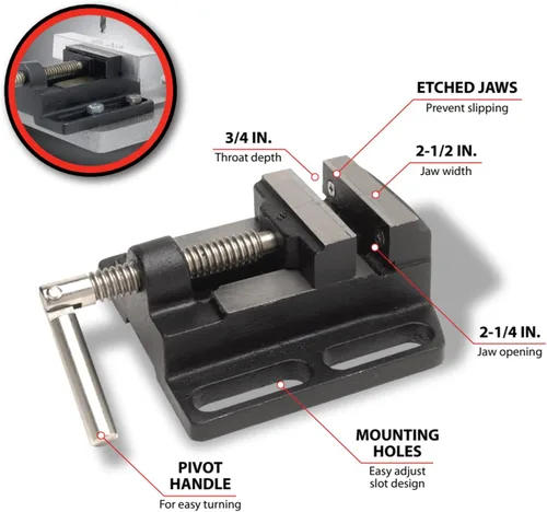 Vista 2 de Performance Tool W3939 Prensa de Taladro Resistente de 2-1/2" - Sujeta con Seguridad las Piezas de Trabajo para una Perforación Precisa