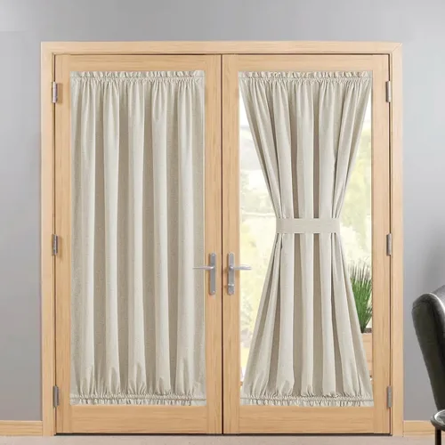 Vista 91 de NICETOWN Cortinas de Lino para Puerta Lateral - Cortinas Opacas con Aislamiento Térmico para Puerta Delantera Francesa para Sombra Pequeña