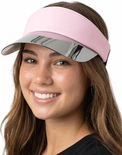 Vista 13 de Funky Junque Viseras solares para mujer, protección UV, ala holográfica, UPF 50, ajustable, golf, tenis, pickleball playa, verano Negro