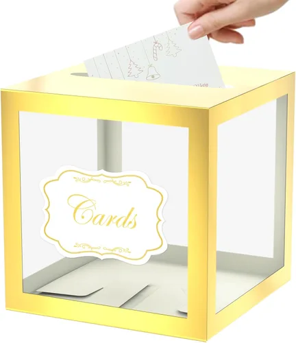 Vista 15 de WNINK Caja transparente para tarjetas de regalo, caja de recepción de tarjetas para cumpleaños, boda, compromiso, despedida de soltera o baby