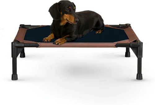 Vista 32 de K&H PET PRODUCTS - Cuna elevada para mascotas con centro de malla, varios tamaños Malla de color marrón.