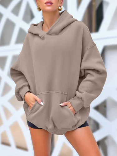 Vista 2 de AUTOMET Sudaderas de gran tamaño con capucha de forro polar para mujer, camisas de manga larga, sudaderas con bolsillo para otoño 2025