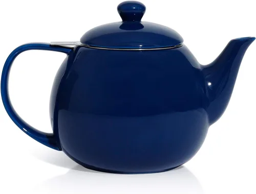 Vista 9 de Sweese Tetera de porcelana de 27 onzas con infusor para té de hojas sueltas, gris azulado