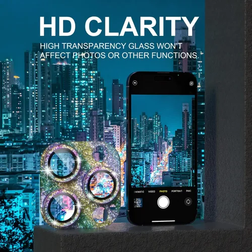 Vista 6 de Choiche Protector de lente de cámara para iPhone 14 Pro/iPhone 14 Pro Max, cubierta de cámara brillante con protector de pantalla de lente de vidrio