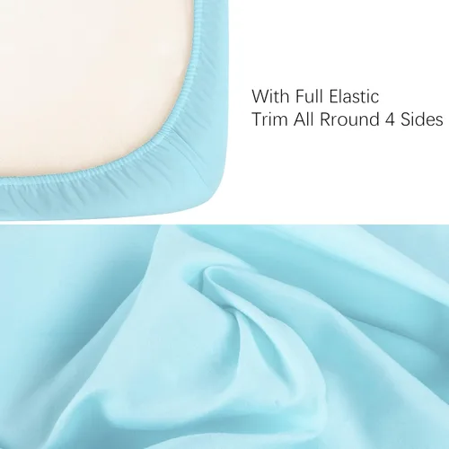 Vista 2 de NTBAY - Sábana bajera ajustable para cuna para bebé, color sólido y suave, 28.0 x 52.0 pulgadas Soft Fitted Crib Sheet with Full Elastic and 8